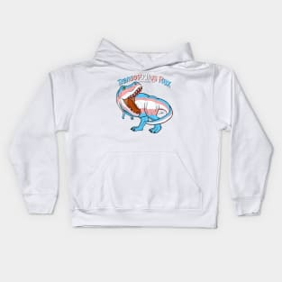 Transosaurus Rex (text) (scaled) - Transgender Pride Kids Hoodie